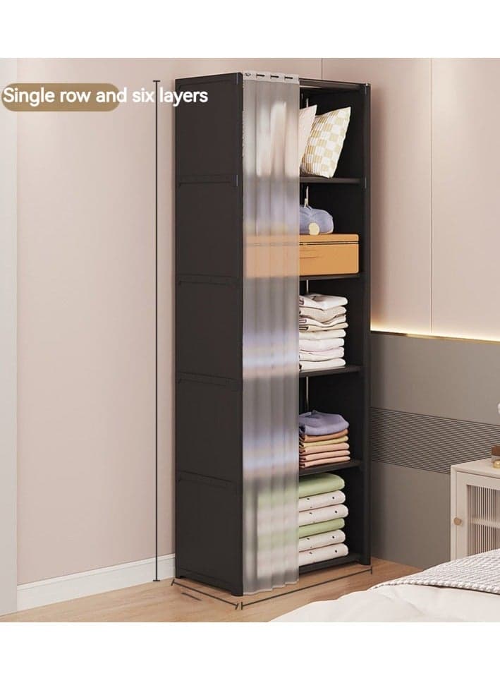 6 Layers Dustproof Wardrobe For Clothes Side Cabinets Household Bedroom Storage With Door Cover Simple Assembly Storage Cabinet Hanging Wardrobe Rental Room Wardrobe