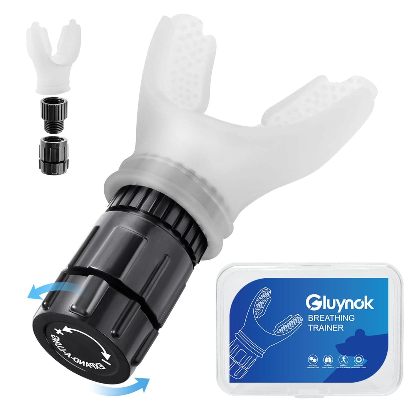 Portable Respiratory TrainerExercise Device Respiratory Muscle Training Improve Breathing Capacity Easy to Clean Adjustable Resistance Adjustable to Different Fitness Needs White