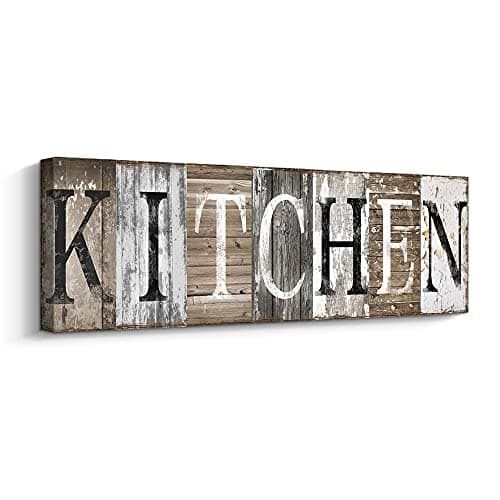 Pinetree Art Rustic Farmhouse Kitchen Wall Decor Canvas Prints Kitchen Signs Wall Decor (With Solid Wood Inner Frame)