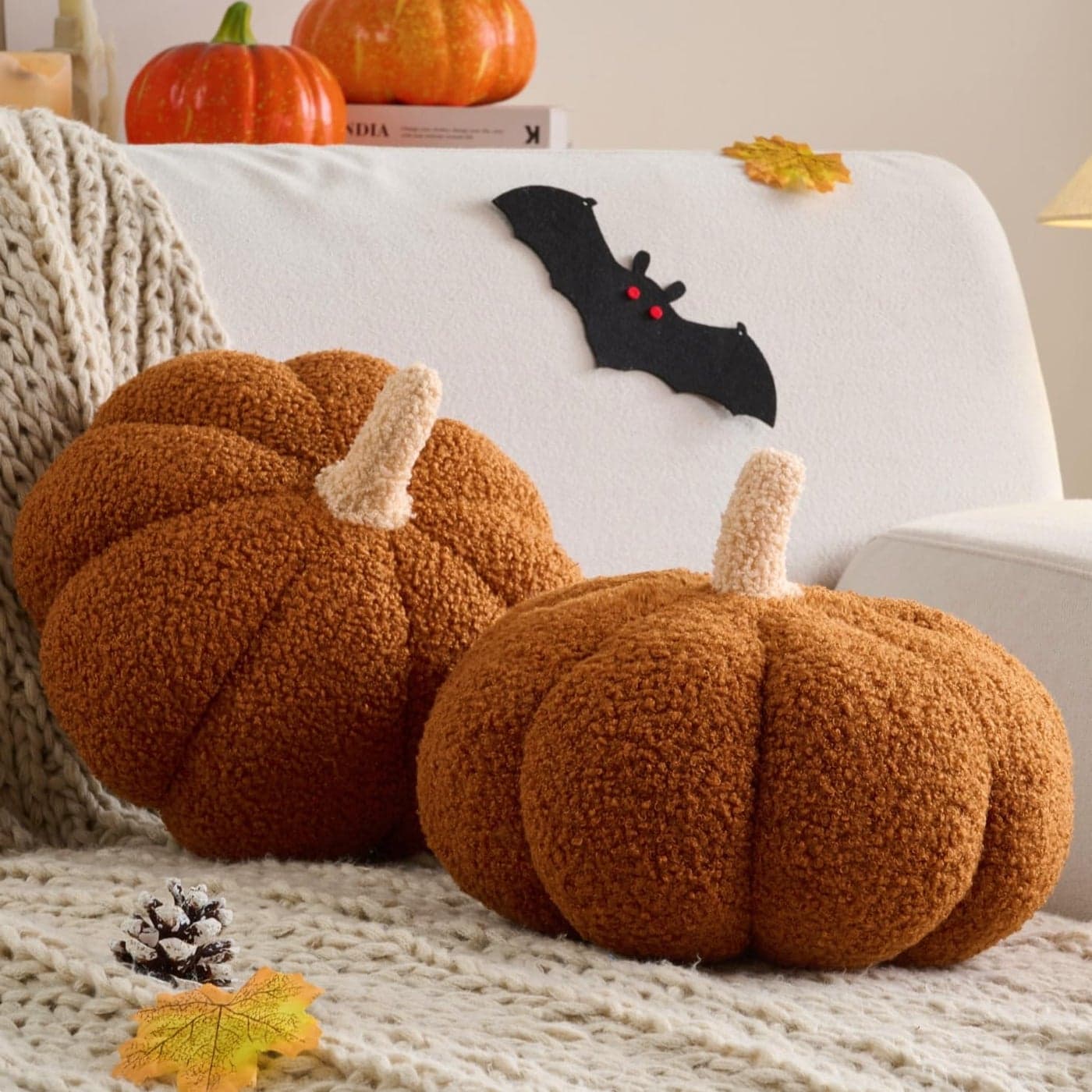 Pumpkin Pillow 2 Pcs Thanksgiving Pumpkin Throw Pillow 118 x 6 Inch Fall Pillow Thanksgiving Cushion Pumpkin Shaped Throw for Halloween Pillow Bedroom Sofa Couch Fall Decor