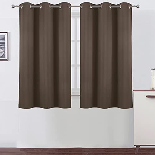 LEMOMO Chocolate Brown Thermal Blackout Curtains/42 x 72 Inch/Set of 2 Panels Room Darkening Curtains for Bedroom