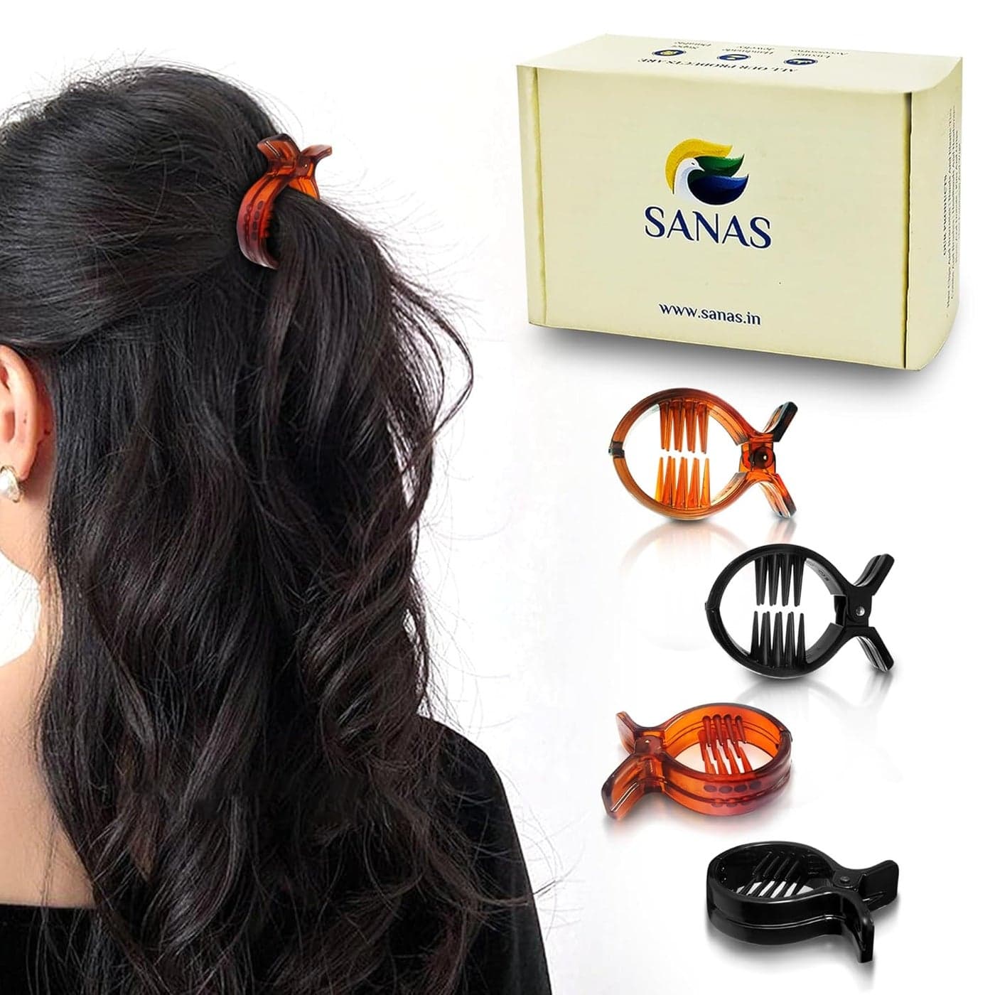 Sanas Hair Clips For Women 4Pcs Small Hair Clips Hair Accessories For Girls Claw Clips Fancy Korean Clutch Stylish Clip Women Accessories Clutchers For 4Pcs Oval