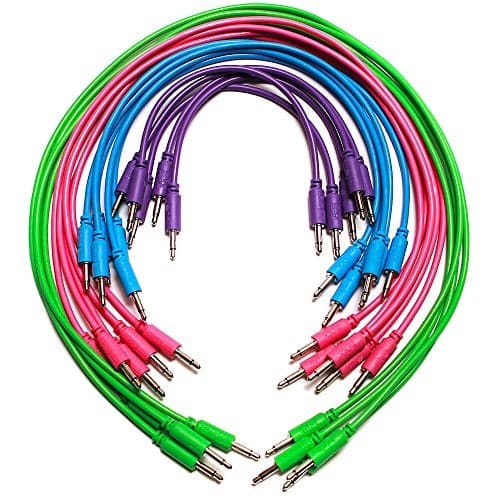 Synthrotek Eurorack Patch Cables - 20 Pack! 3.5mm 1/8 inch Mono 6" 12" 18" 24" (15cm, 30cm, 45cm, 61cm)