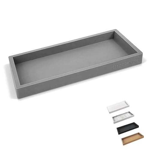 Spacewiser Countertop and Vanity Tray Small 77 Silicone Soap Dispenser Trays Flexible Bathroom Trays Dish Soap Holder Kitchen Counter Caddy Organizer Sink Tray for Soaps Bottles Sponge Keys