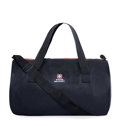 Swiss Military Slayer 29L Duffle Bag for Gym, Travel & Sports Spacious Main Compartment, Shoe Section, Side Mesh Pocket, Adjustable Strap, Lightweight & Stylish Polyester Duffel Black