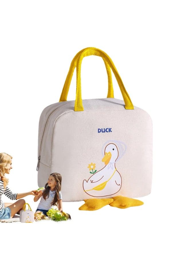 Cute Lunch Box Cartooned Lunch Bag, 23x13x20cm Tiffin Box with Smooth Zipper, Insulated Tote with Wear-Resistant Cloth, Food Bags, Snack Storage for Children