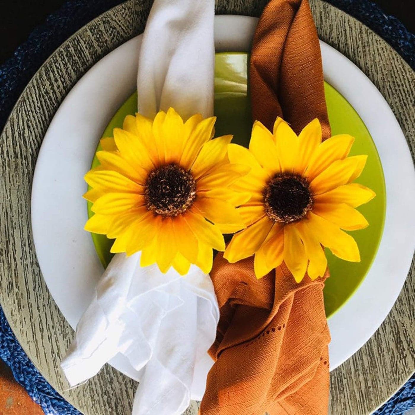 Flower Napkin Rings Set of 6 Handmade Sunflower Napkin Ring Holders Plant Napkin Holders Floral Serviette Buckles for Valentine Weddings Thanksgiving Parties Table Settings Decor