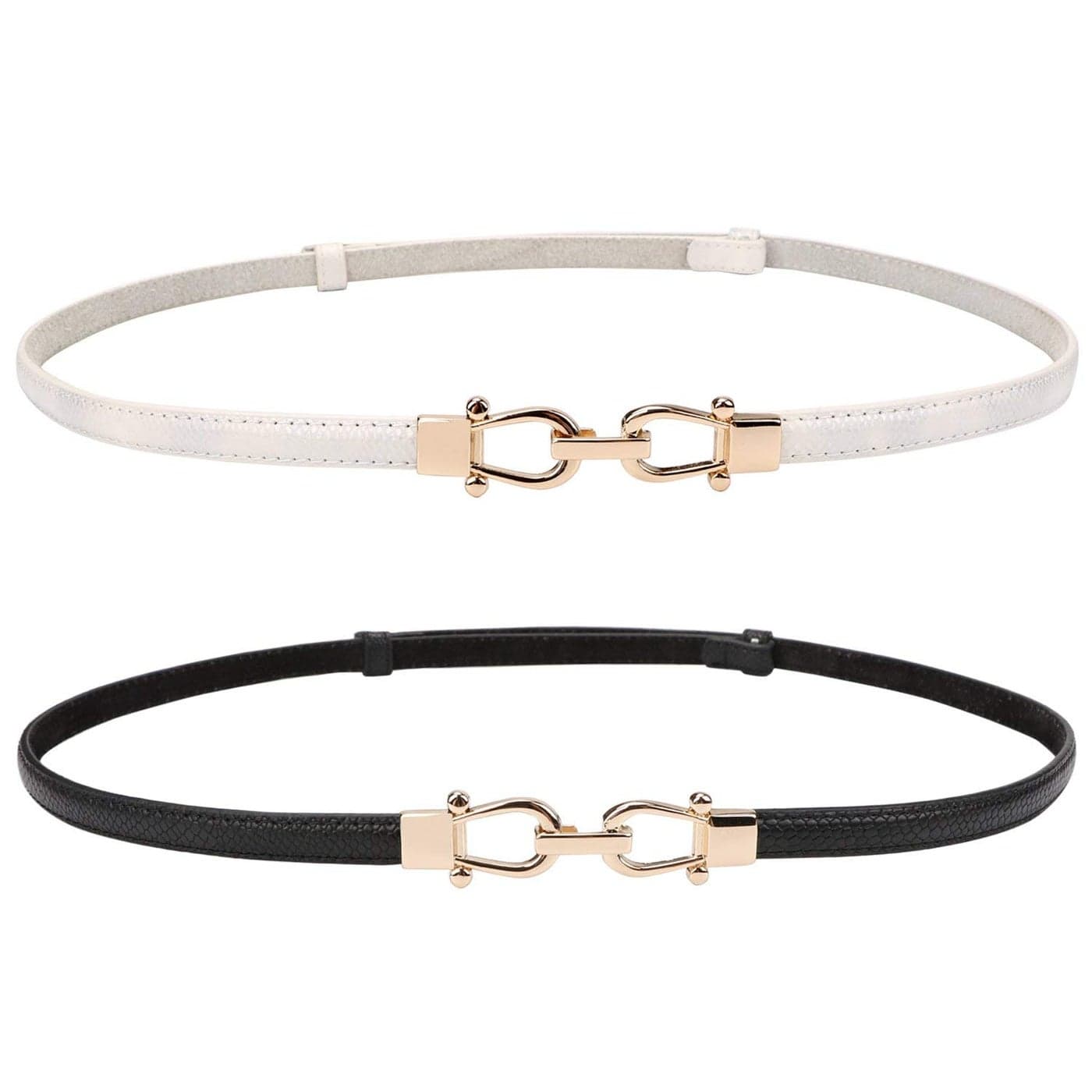 JASGOOD Leather Skinny Women Belt Ladies Thin Waist Belts Plus Size Adjustable for Jeans Pants Dresses with Metal Buckle