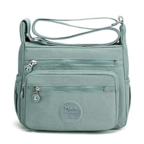 MOCA Womens Nylon Crossbody Sling Bag For Women Lightweight Waterproof Multi Pocket Shoulder Bag With Adjustable Strap Durable Travel Office Everyday Use Stylish Crossbody Purse Grey