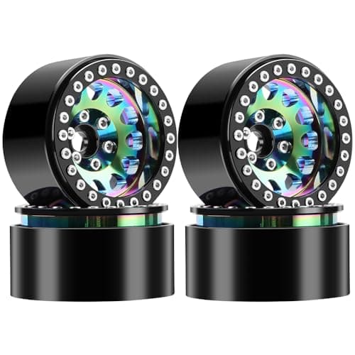 GLOBACT Rainbow 1.9 Beadlock Wheel Rim Offset -10mm Aluminum Deep Dish Wheel for 1/10 RC Crawler SCX10 TRX4 TRX6 Redcat Gen8 RC4WD D90 VS4-10 (Neon Color-C)