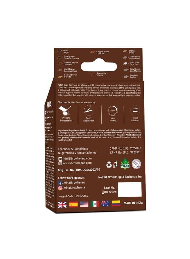Mina ibrow Hair Color Medium Brown|Natural Spot coloring Hair Tinting Powder, Water and Smudge Proof | No Ammonia, No Lead with 100% Gray Converge|Vegan and Cruelty free
