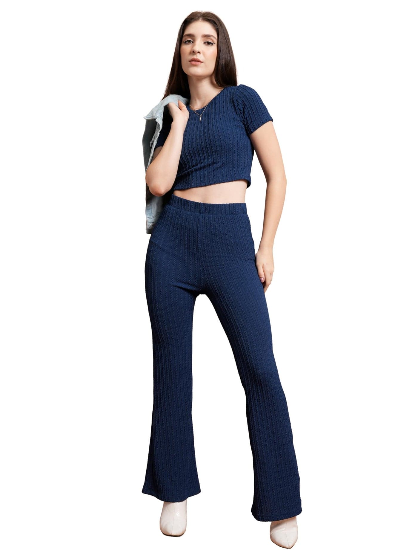 Tokyo Talkies Women Chic Crop Top & Drawstring Trousers Co-ord Set | Cap Sleeves | Stylish | Perfect for Casual Outings & Vacations