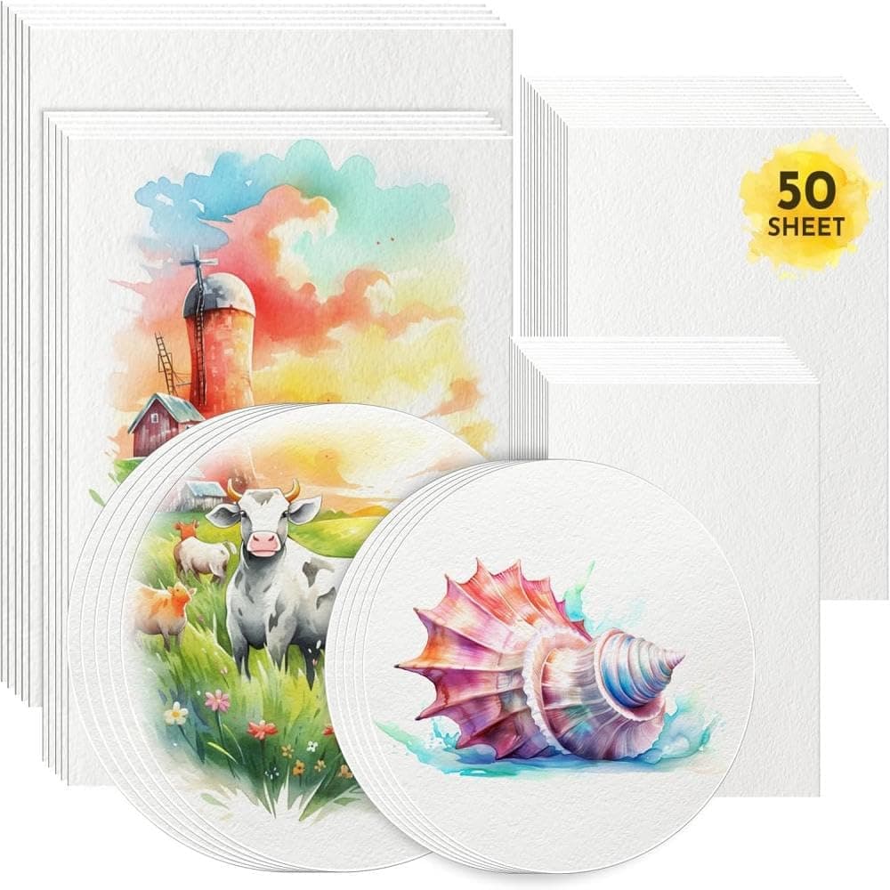 AROIC 50 Sheets Watercolor Paper Bulk 6 Sizes 9 x 128 x 108 x 8 etc300 GSM White Water Color Paper for Kids Adults Artists Painting Craft Paper Watercolor Paper Drawing Supplies