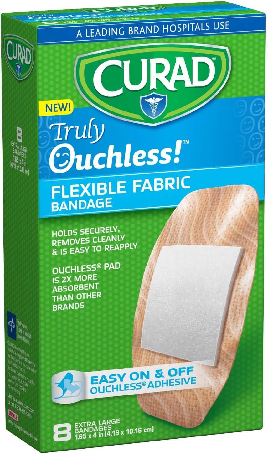 Curad Truly Ouchless XL Adhesive Bandages, 8 Count (Pack of 3)