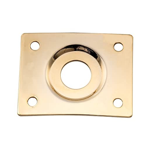 Musiclily Pro Steel Curved Recessed Guitar Jack Plate Rectangle Jack Plate for Les Paul LP Tele Style Electric Guitar Bass, Gold