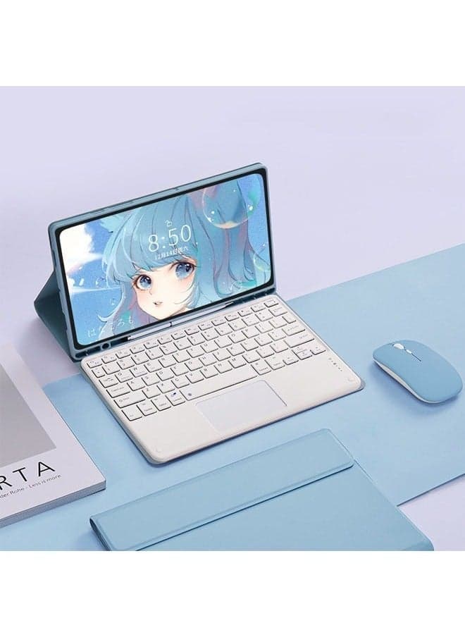 Arabic English Keyboard Case Compatible Samsung Tab A8 (10.5) Slim Case with Pen Slot, Detachable Wireless Bluetooth Keyboard and Bluetooth Mouse