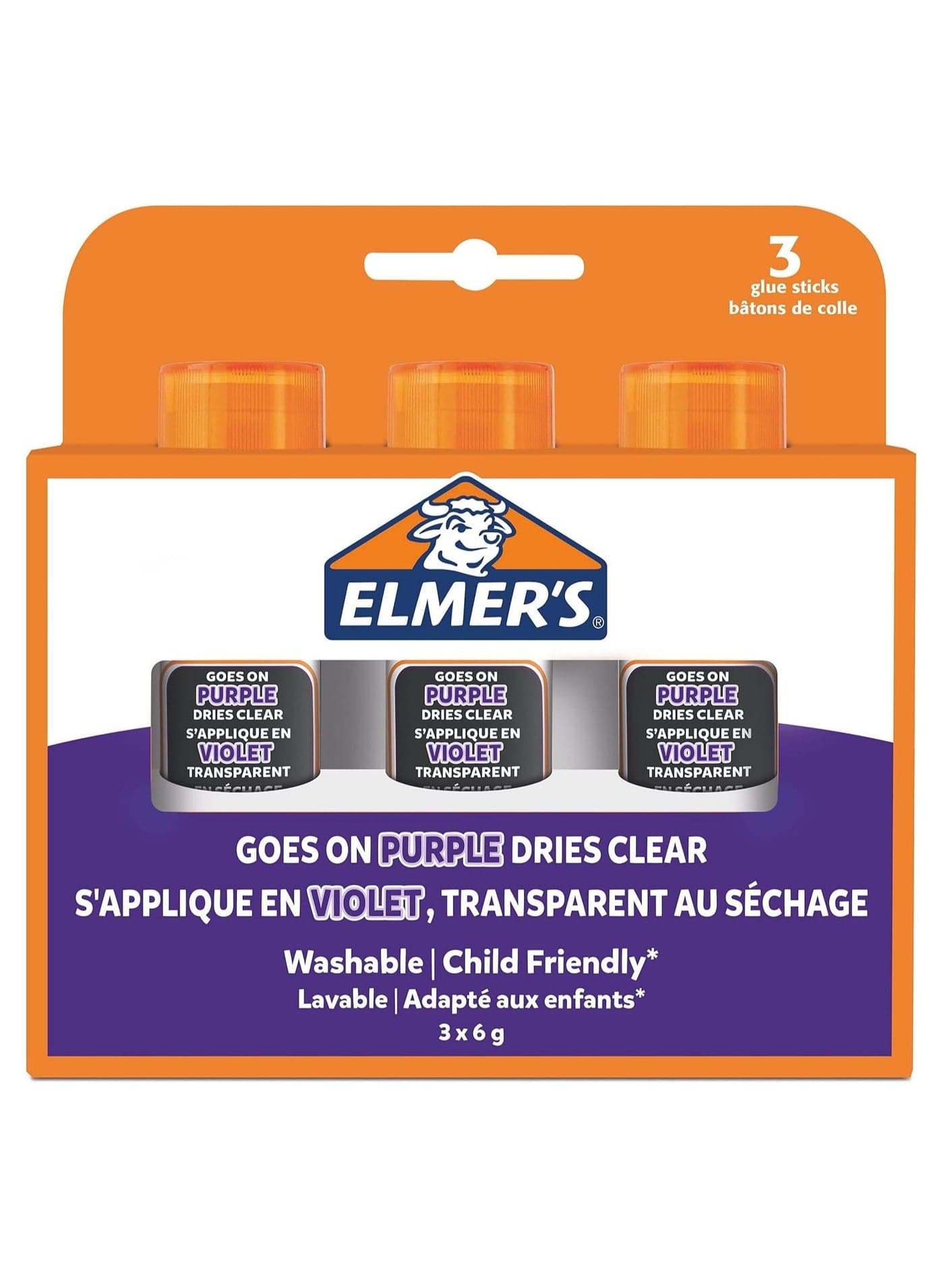 3-Pack Disappearing Glue Stick - Purple (6g)