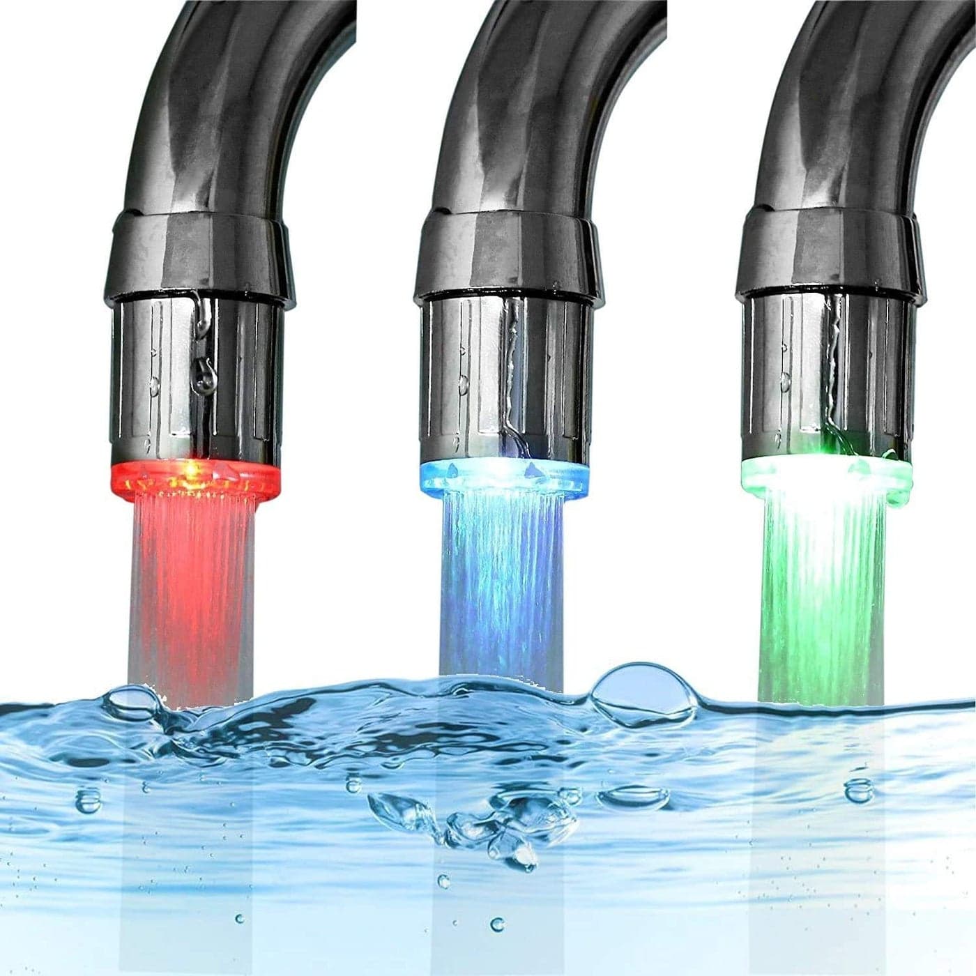 SNOMYRS 3Color Temperature Sensitive Gradient LED Water Faucet Light Water Stream Color Changing Faucet Tap Sink Faucet for Kitchen and Bathroom 3 Color1PC