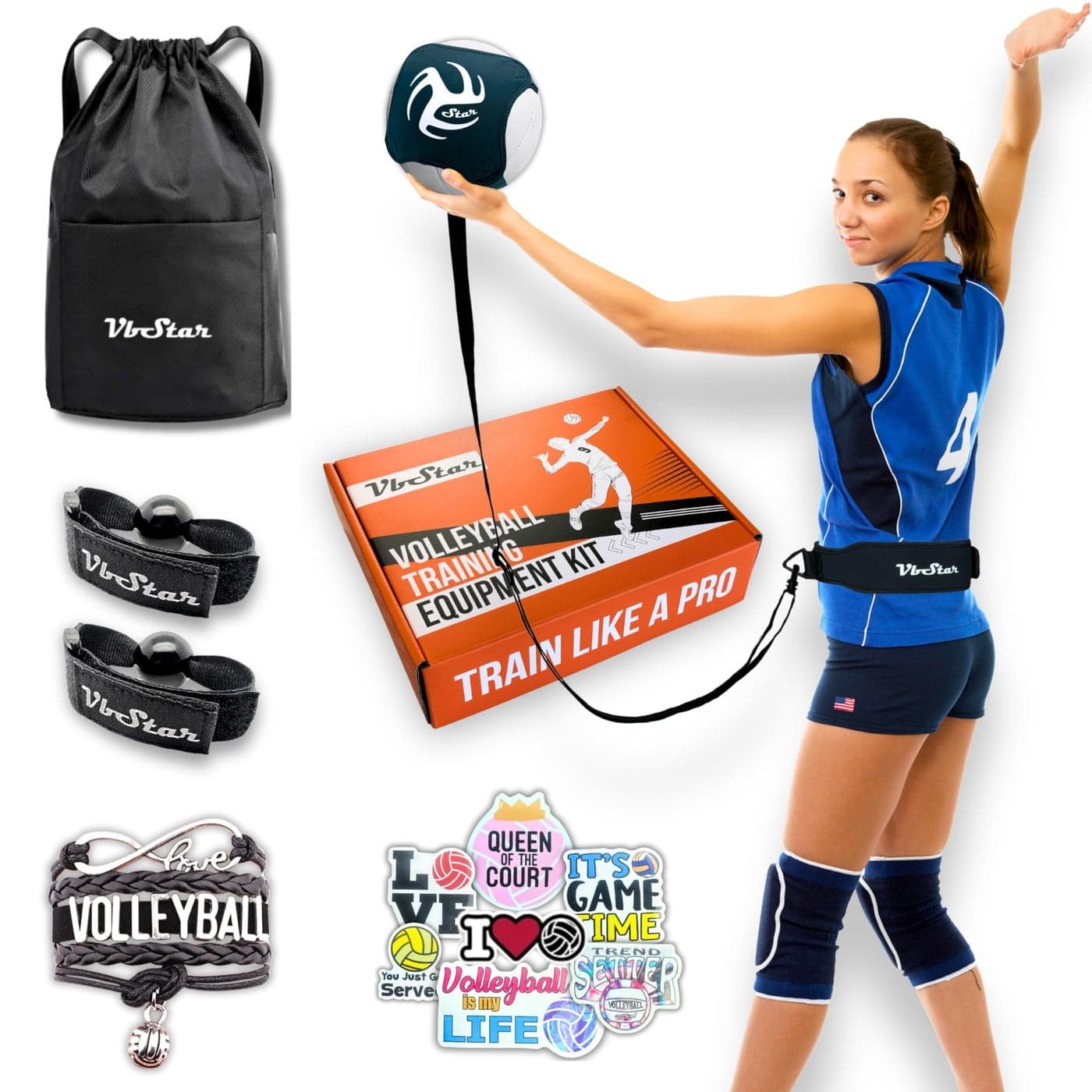 VbStar Volleyball Training Equipment Aid - Practice Your Serving, Setting & Spiking with Ease, Great Solo Serve & Spike Trainer for Beginners & Pro, Perfect Volleyball Gift
