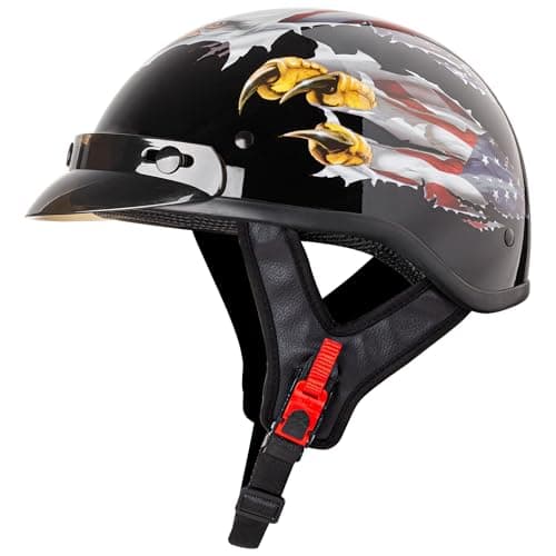 Cartman Cruiser Scooter Motorcycle Half Face Helmet, Patriotic Eagle USA Graphics, DOT Approved for Bike Scooter ATV UTV Chopper, Medium