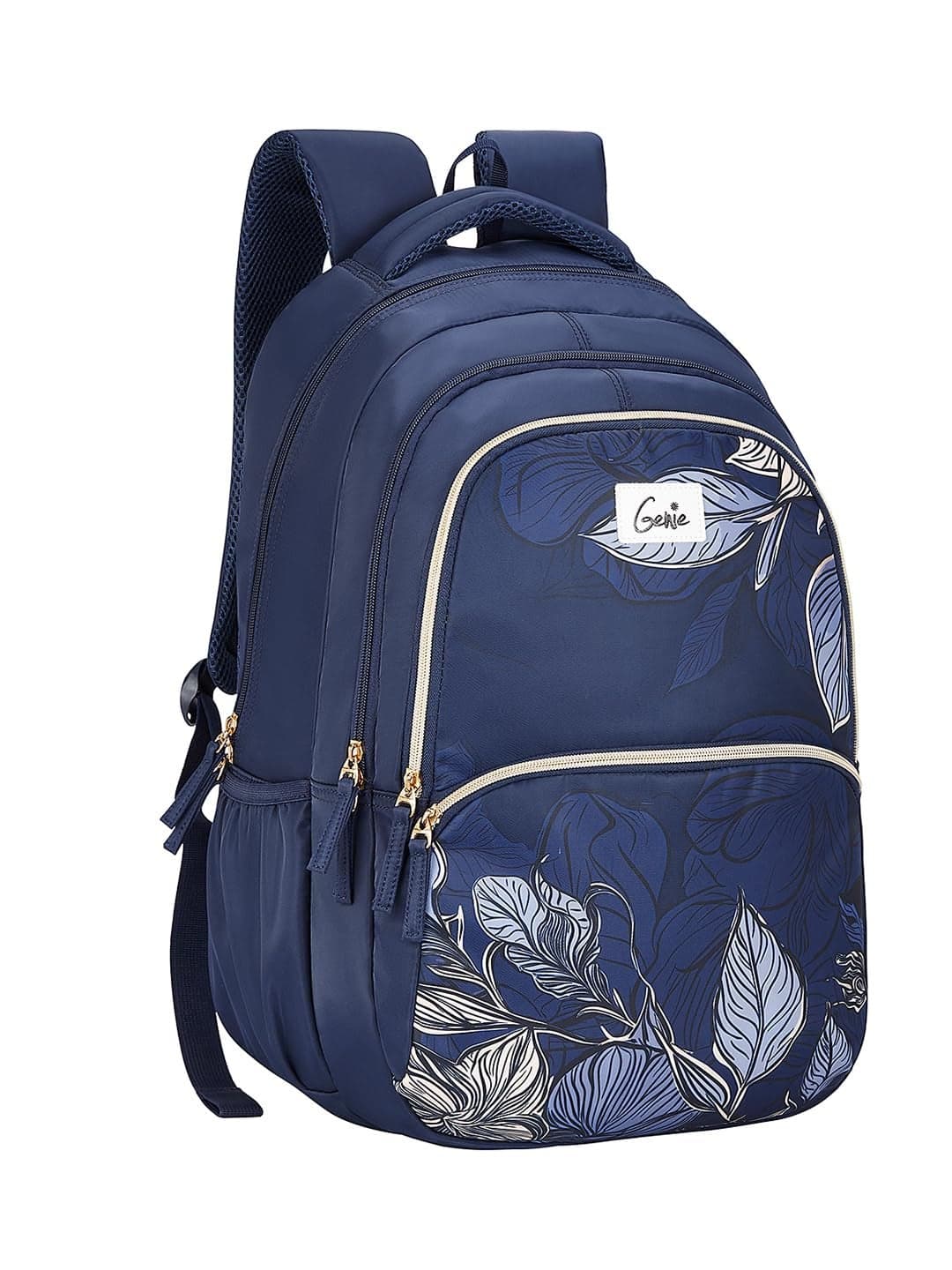 Genie Canopy School Backpack For Girls |19 Inch-36 Litres With Laptop Sleeve, Rain cover, Three Compartments, |Best for Books, Water Bottles, Stationery, Laptop, Lunch Box & Essentials - Navy Blue