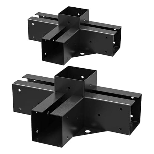 ORIGLE Pergola Brackets 4-Way Right Angle Corner Bracket DIY Elevated Wood Stand 2PACK with Screws for 4x4 (Actual: 3.5x3.5 Inch) Lumber Pergola Gazebo