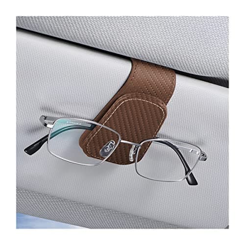 AICEL Sunglasses Holders for Car Sun Visor Leather Eyeglasses Hanger Mounter Magnetic Glasses Holder and Ticket Card Clip Auto Interior Accessories Universal for SUV Pickup Truck