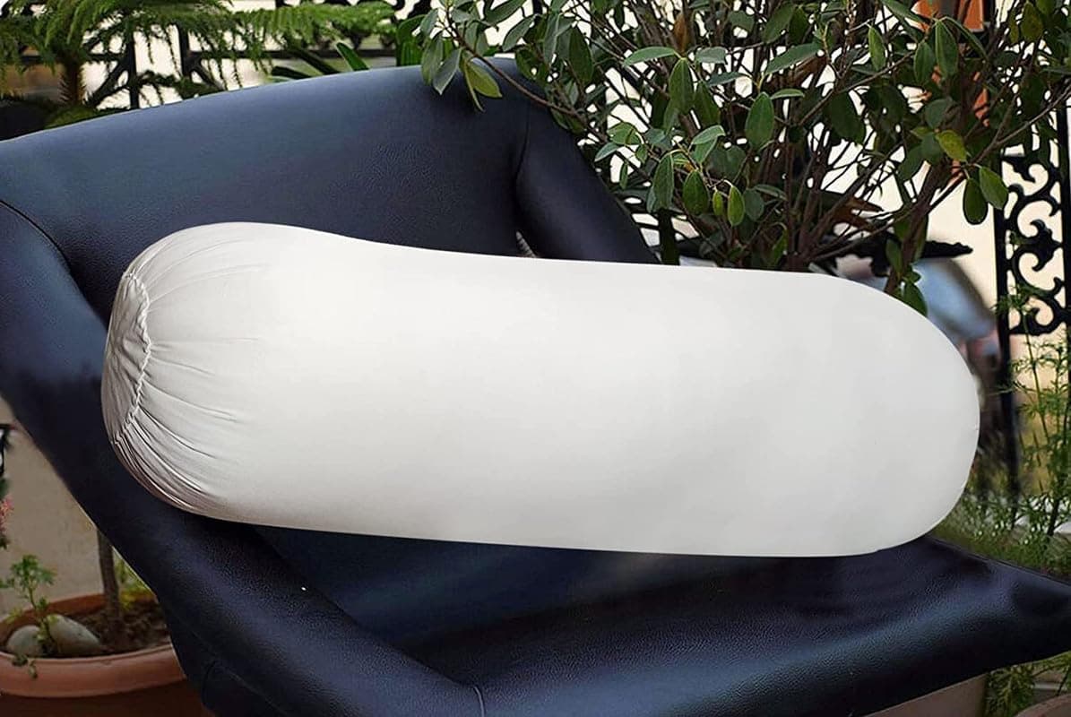 Rajasthan Crafts Microfiber Bolster Pillow Masand Set of 1 Medium Firmness, Bed/Sofa/Diwan Pillow | Light, Soft & Fluffy for Neck & Back Support | Washable Breathable, Durable (White, 15x30 Inch)