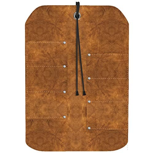 UJ Ramelson 6 Pocket Suede Leather Tool Roll Up Holder Organizer Bag Pouch for Woodworking, Wood Carving, Chisel, Gouge, and More, Brown