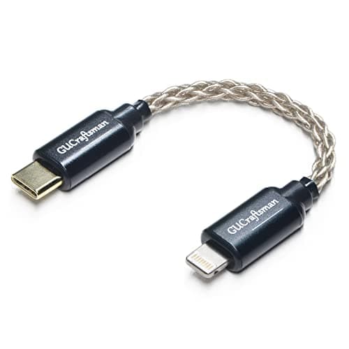 GUCraftsman OTG Cable iOS to Type C/USB C Headphone Amplifier Cable 6N Single Crystal Silver for FiiO BTR5 Q1 Q3 Q3s Qudelix 5K xDuoo Link2 XD-05PLUS E1DA 9038G3 9038S 9038D for iPhone iPad iPod Touch