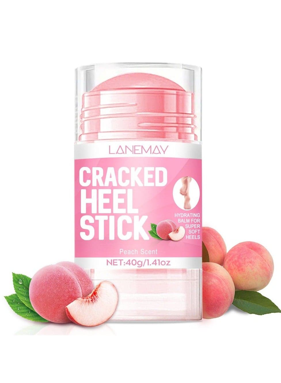 Cracked Heel Repair Balm Stick for Dry Cracked Feet Treatment, Moisturizing Heel Balm Rolls On So No Mess Like Foot Cream or Foot Lotion, Rescues Cracked Feet, honey peach