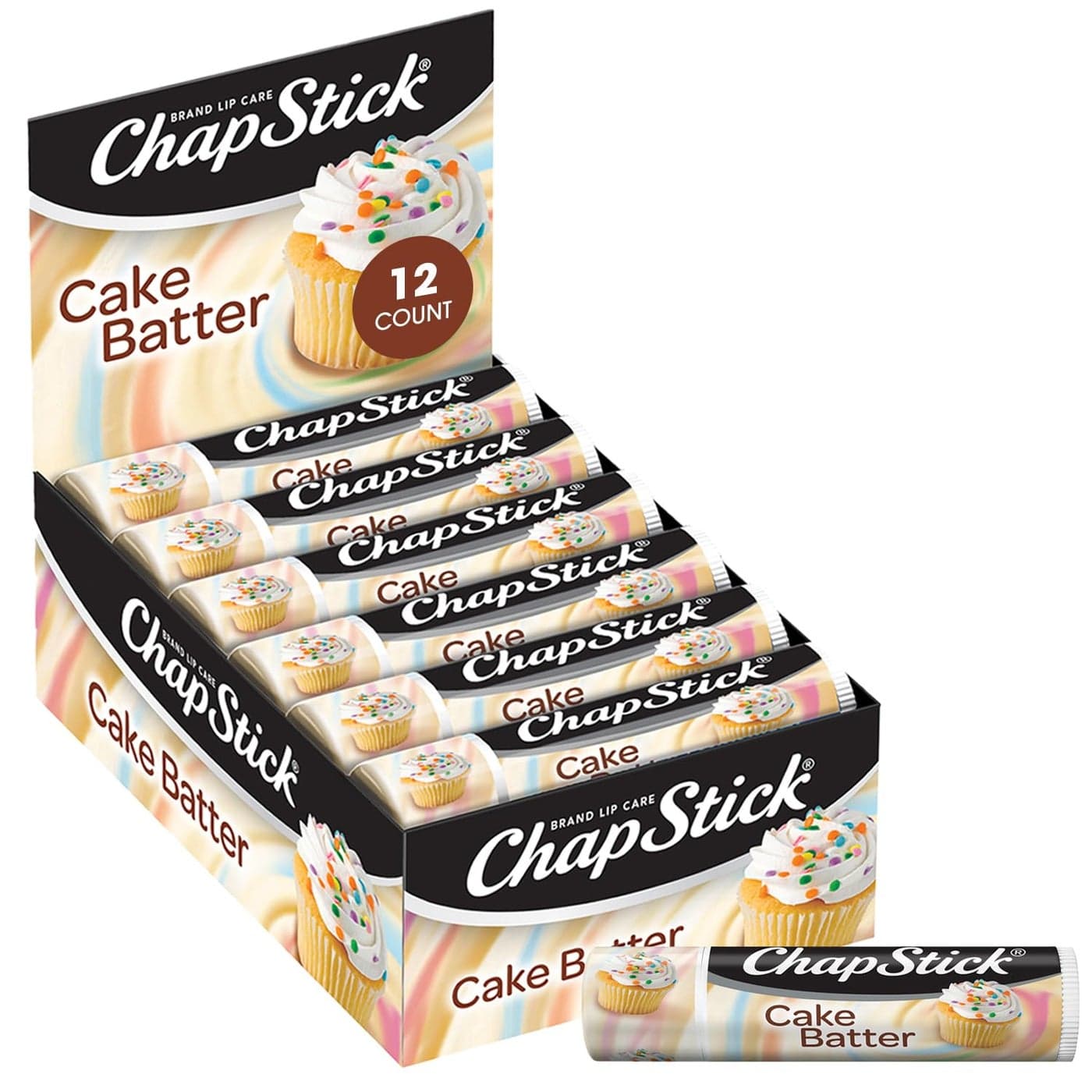 ChapStick Bulk Lip Balm Cake Batter 12Pack Delicious Sweet Lip Moisturizer for Dry Lips Birthday Gifts Stocking Stuffers 015
