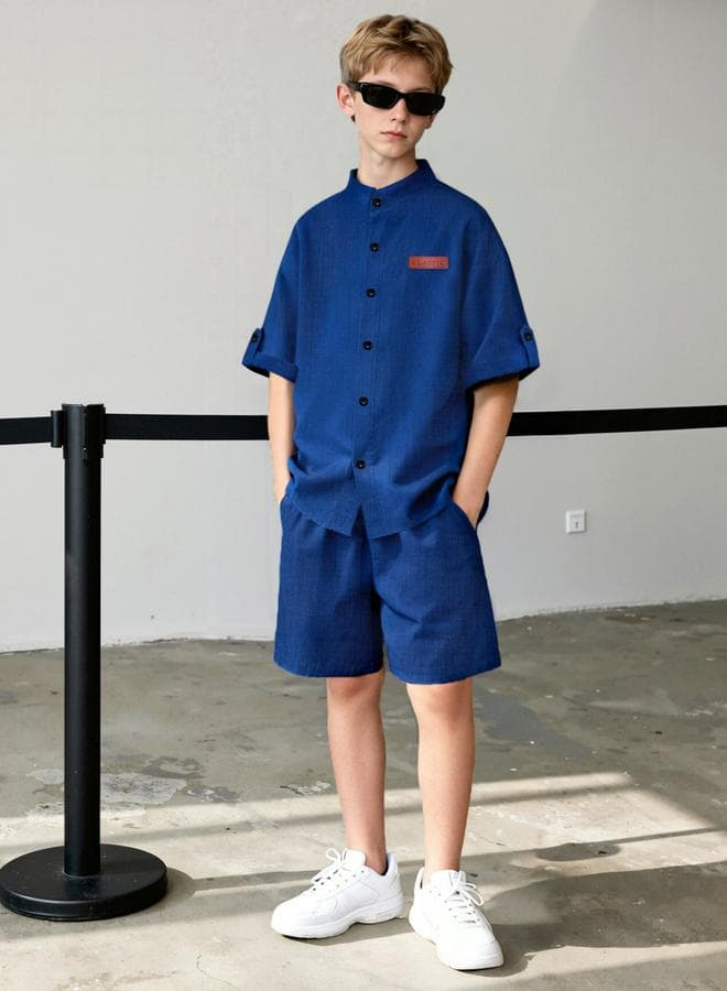 Teen Boys Solid Short Sleeve Shirt And Shorts Set