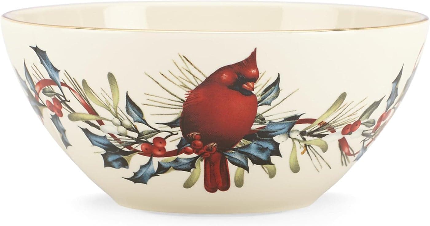 Lenox 847256 Winter Greetings 7 BowlRed Green Christmas Dinnerware