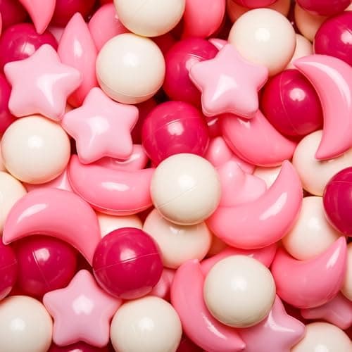 GOGOSO Ball Pit Balls Stars Moon Shapes Plastic Pitballs for Toddler Play Tent Baby Photo Props Kids Pool Water Toys Kiddie Pool Party Decor StarsMoons Balls100PCS