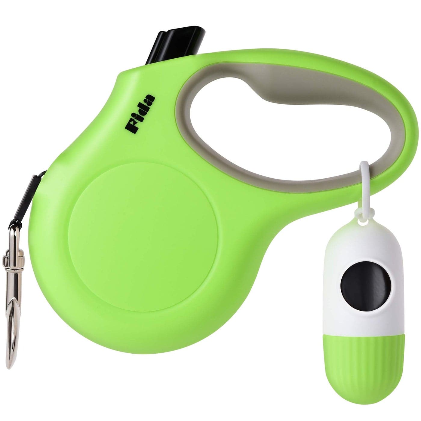Fida Retractable Dog Leash for Medium Breed up to 44 lbs 16 ft Pet Walking Leash with Dispenser and Poop Bags AntiSlip Handle Reflective Strong Nylon Tape OneHanded Brake M Green