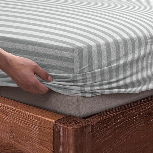 SleepyCat Jersey Fitted Sheet with 1 Complimentary Standard Pillow Cases | Knitted Jersey Fabric | Wrinkle and Iron Free Fitted Sheet Set, Zebra Stripe (Double Size, 72x48)