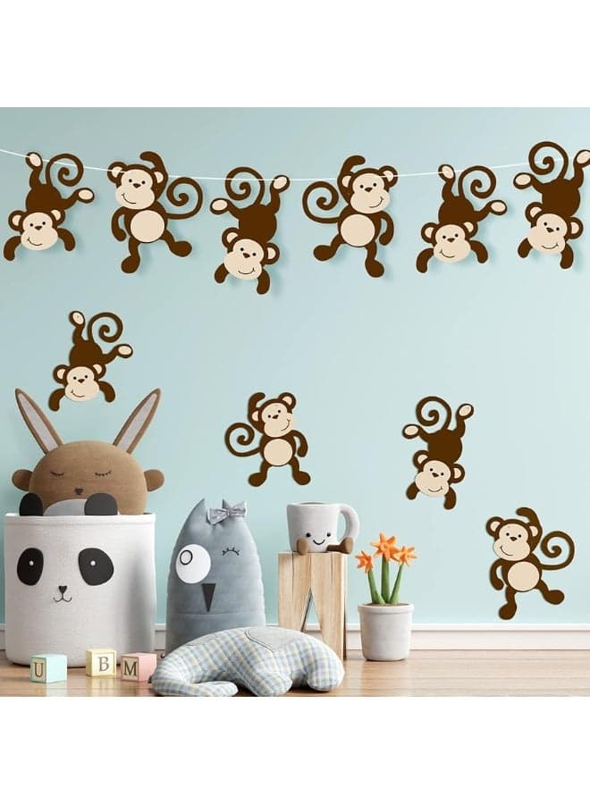 Qunclay Monkey Cutouts Jungle Party Decorations Monkeys Birthday Party Supplies Paper Safari Hanging Print Wall Decor for Kids Birthday Party Baby Shower Supplies