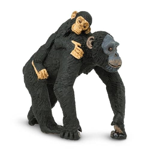 Safari Ltd. Chimpanzee with Baby Figurine - Realistic 3.2" Wildlife Figure - Educational Toy for Boys, Girls, and Kids Ages 3+