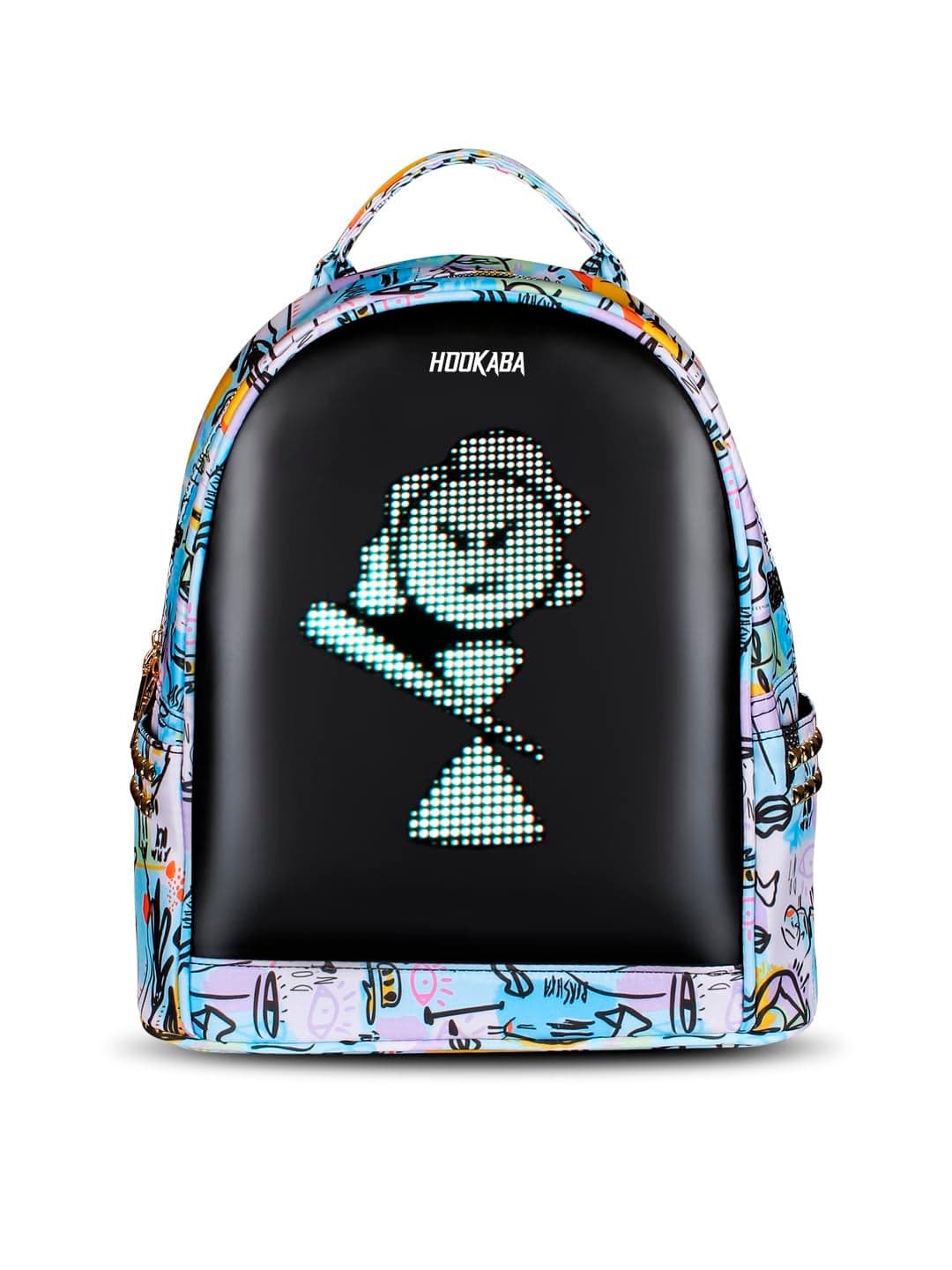 Hookaba Dazz Roll LED Backpack 14L (White) | Smart Pixel Display Bag | App Controlled, USB charge, Programmable Screen & Water Resistant | For School, College, Travel, Gym | Daypack for Women & Girls