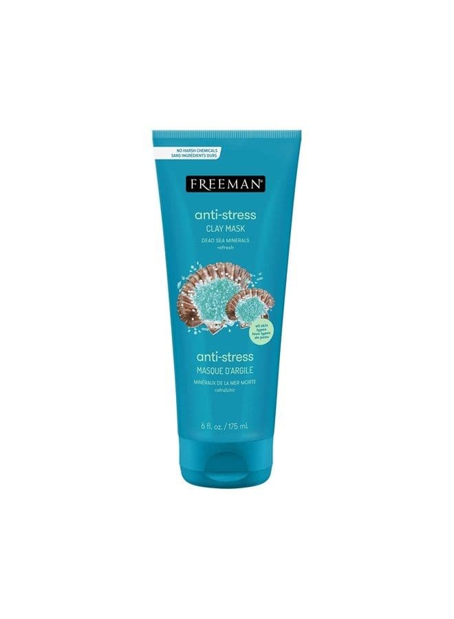 Dead Sea Minerals Anti-Stress Clay Facial Mask, Hydrating & Clarifying, Clears Pores, Face Mask With Lavender & Bergamot For Radiant Skin, Skin Types, 6 fl. oz./175 mL Tube
