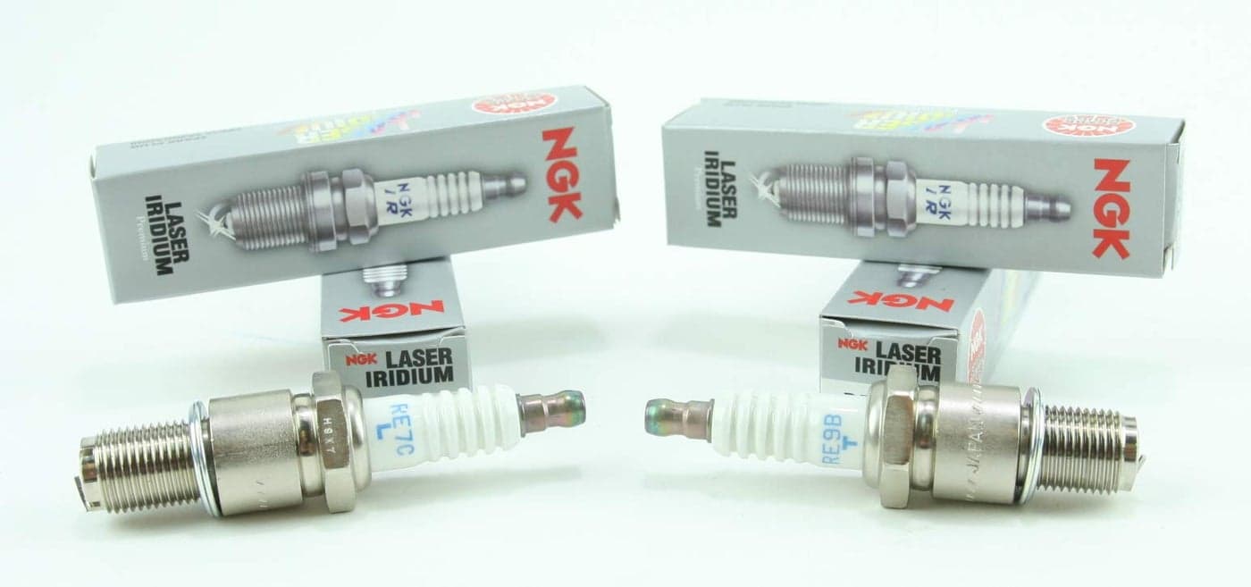 NGK Laser Iridium Racing Spark Plugs Two RE7CL Two RE9BT Compatible with Mazda RX8 13 R2