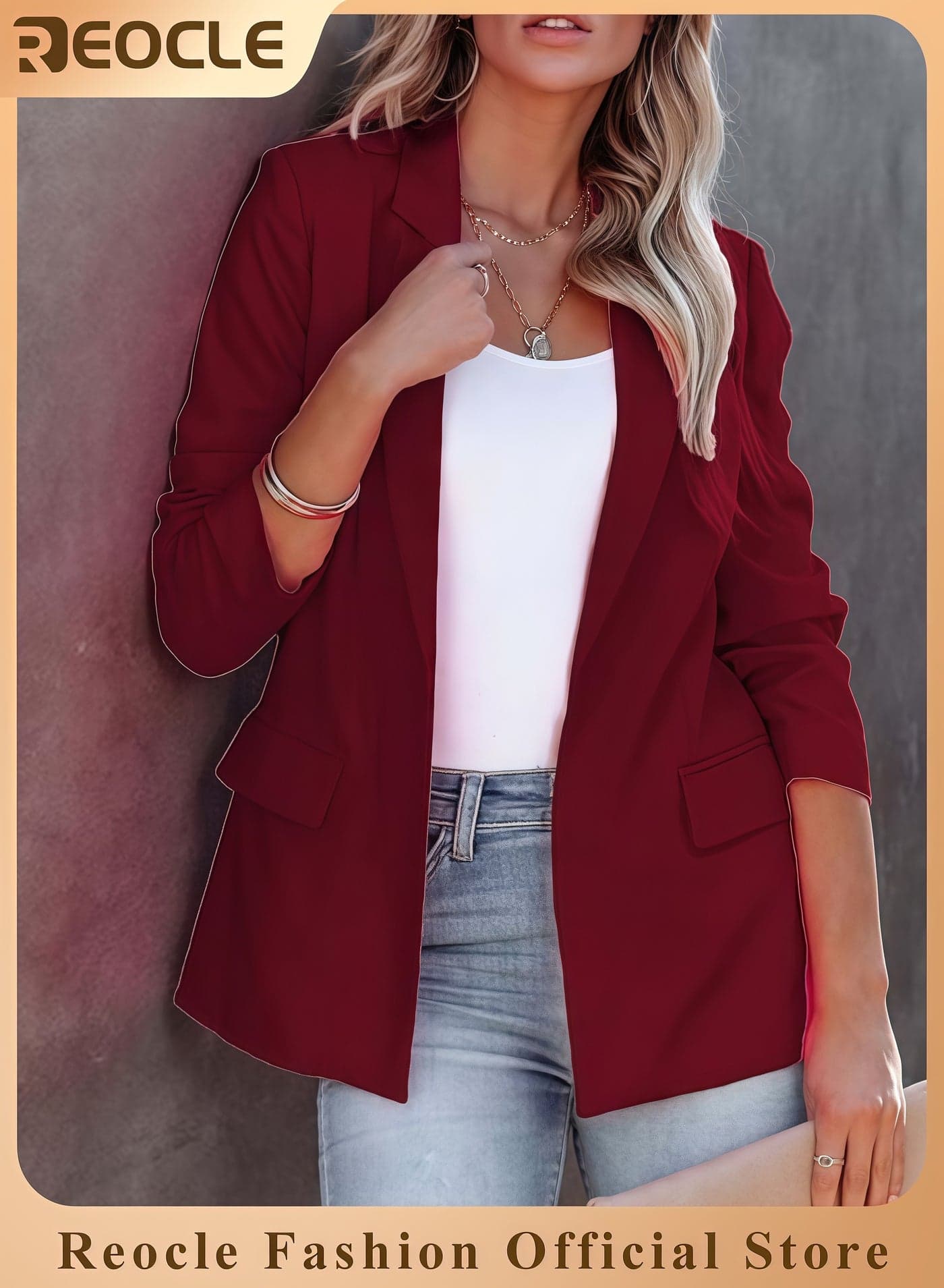 Womens Blazer Jackets Business Casual Long Sleeve Open Front Work Office Blazers Notch Collar Button Suit Jackets