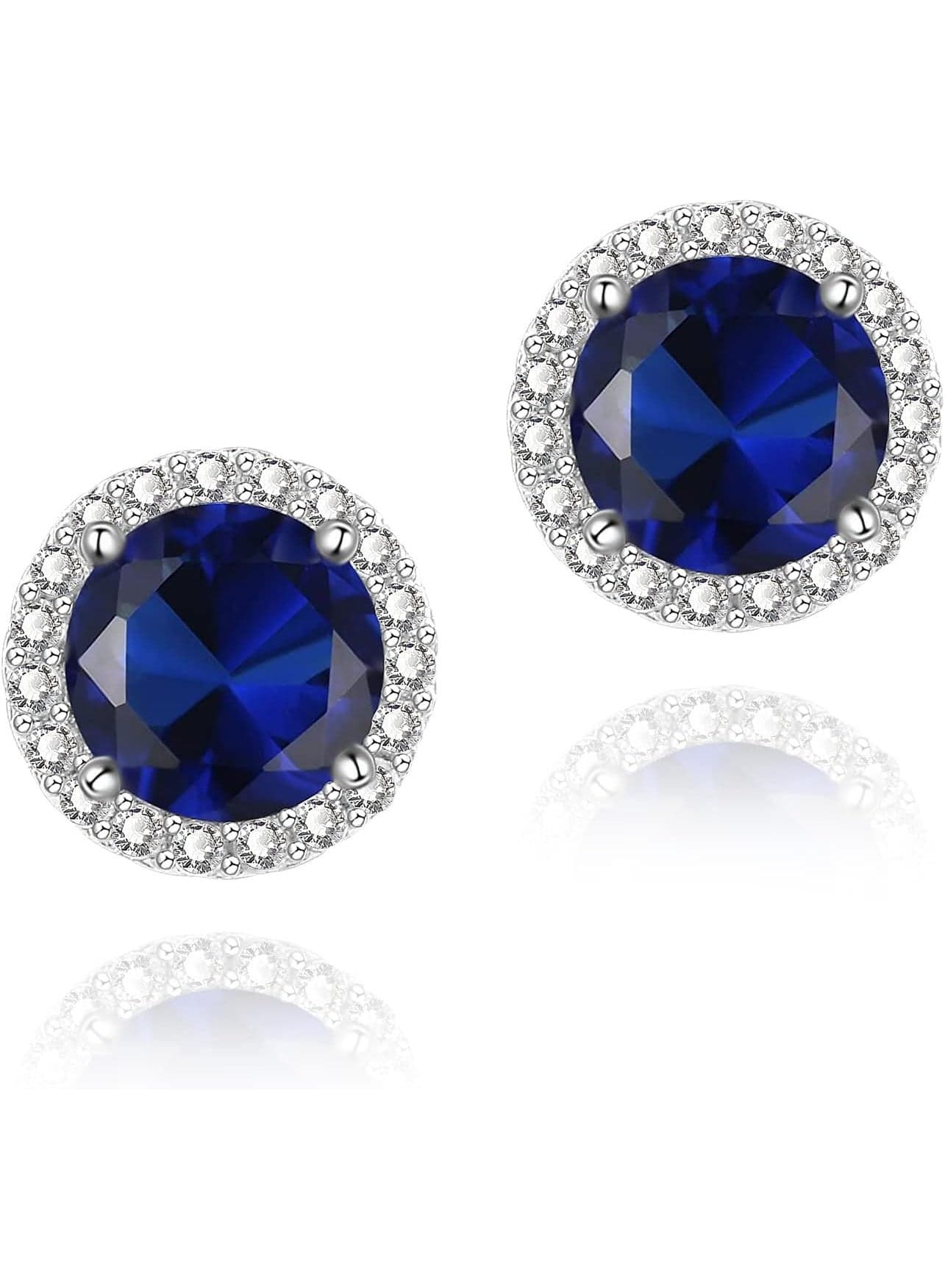 Cubic Zirconia Earrings Studs, CZ Stud Earrings 10MM Round Halo Stud Earrings Hypoallergenic for Women