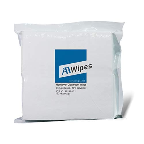AAwipes Cleanroom Wipes Nonwoven Wipes Cellulose/Polyester Blend (Grade A, 68 Gram) 9" x 9"for Lab, Electronics, Pharmaceutical, Printing and Semiconductor Industries (Bag of 150 Pcs)