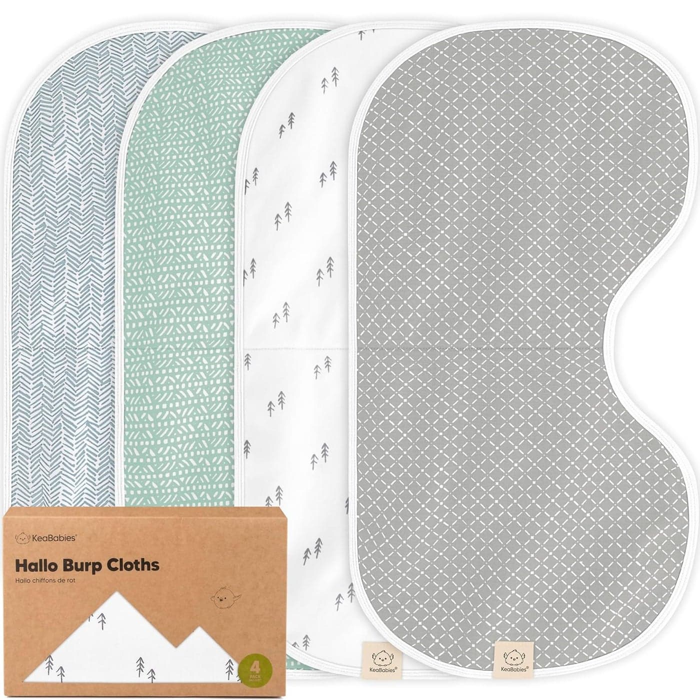 KeaBabies 4Pack Baby Burp Cloths Baby Girl Boy Organic Cotton Burp Cloth Extra Large Absorbent Soft Burping Cloths Bibs Set for Babies Newborn Burp Clothes Thick Burp Rags Nordic