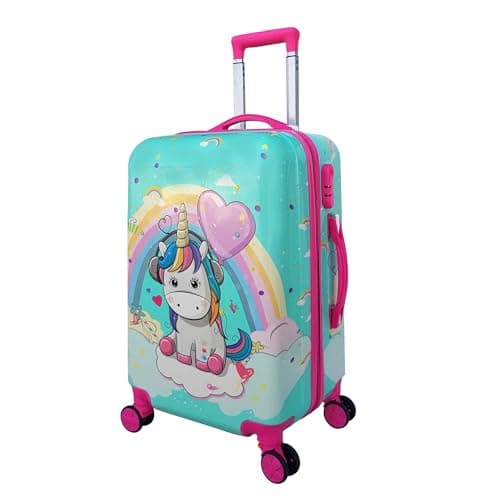 GOCART WITH G LOGO Cartoon Kid's Travel Trolley Bag Suitcase for Kids Children Rolling Case Travel Bags (Design-7, Large)