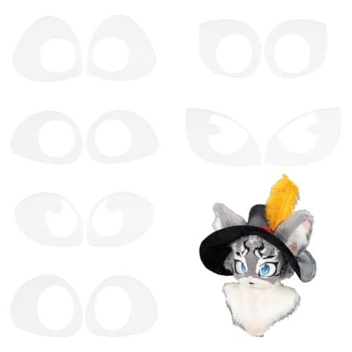 BENECREAT 6 Pairs Acrylic Craft Eye Blanks 6 Styles Acrylic Fursuit Eyes White 2D Fursuit Eye for DIY Cosplay Furry Doll Craft Making