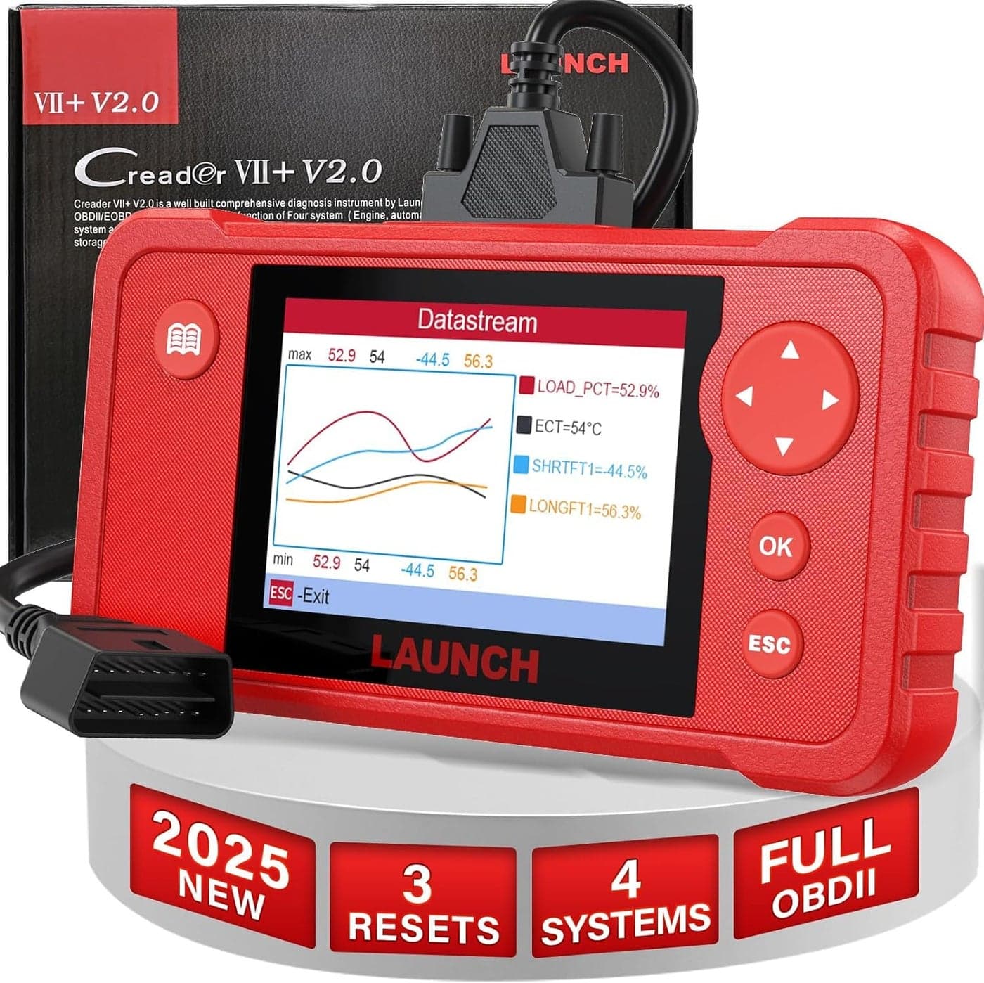 2025 New LAUNCH X431 Creader VII V20 Car Code Reader 3 Reset Oil ServiceThrottle RelearnSAS Reset Full EOBD OBD2 Scanner Testing EngineTransmissionABS Airbag System Lifetime Free Update
