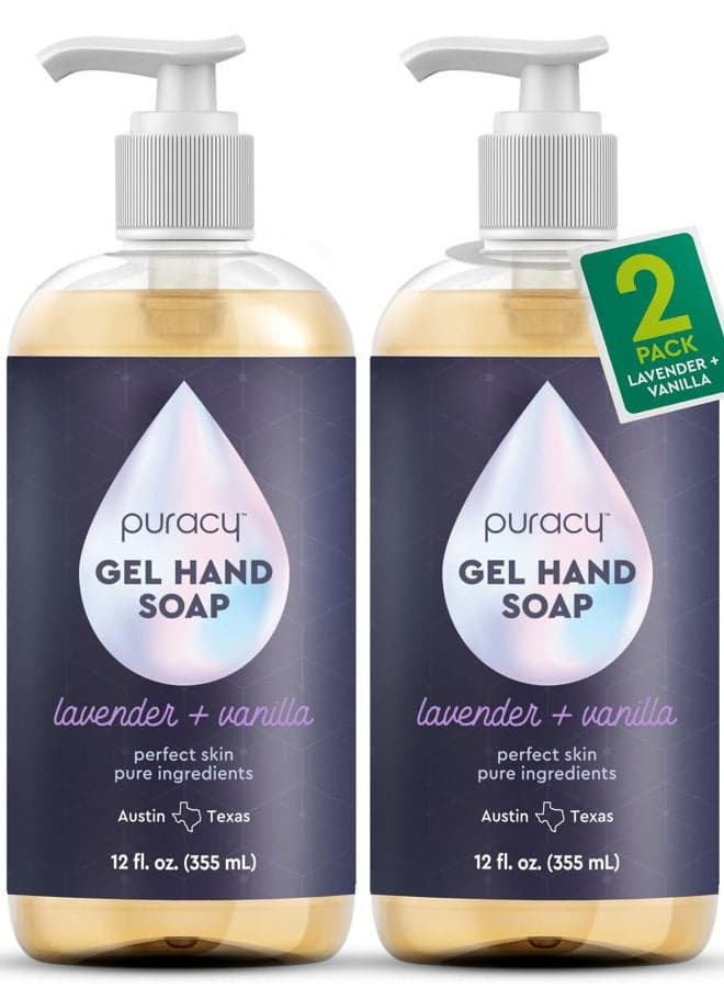 Organic Hand Soap, For the Professional Hand Washers We've All Become, Moisturizing Natural Gel Hand Wash Soap, Liquid Hand Soap Refills for Soft Skin (12 fl.oz, Lavender & Vanilla) 2-Pack